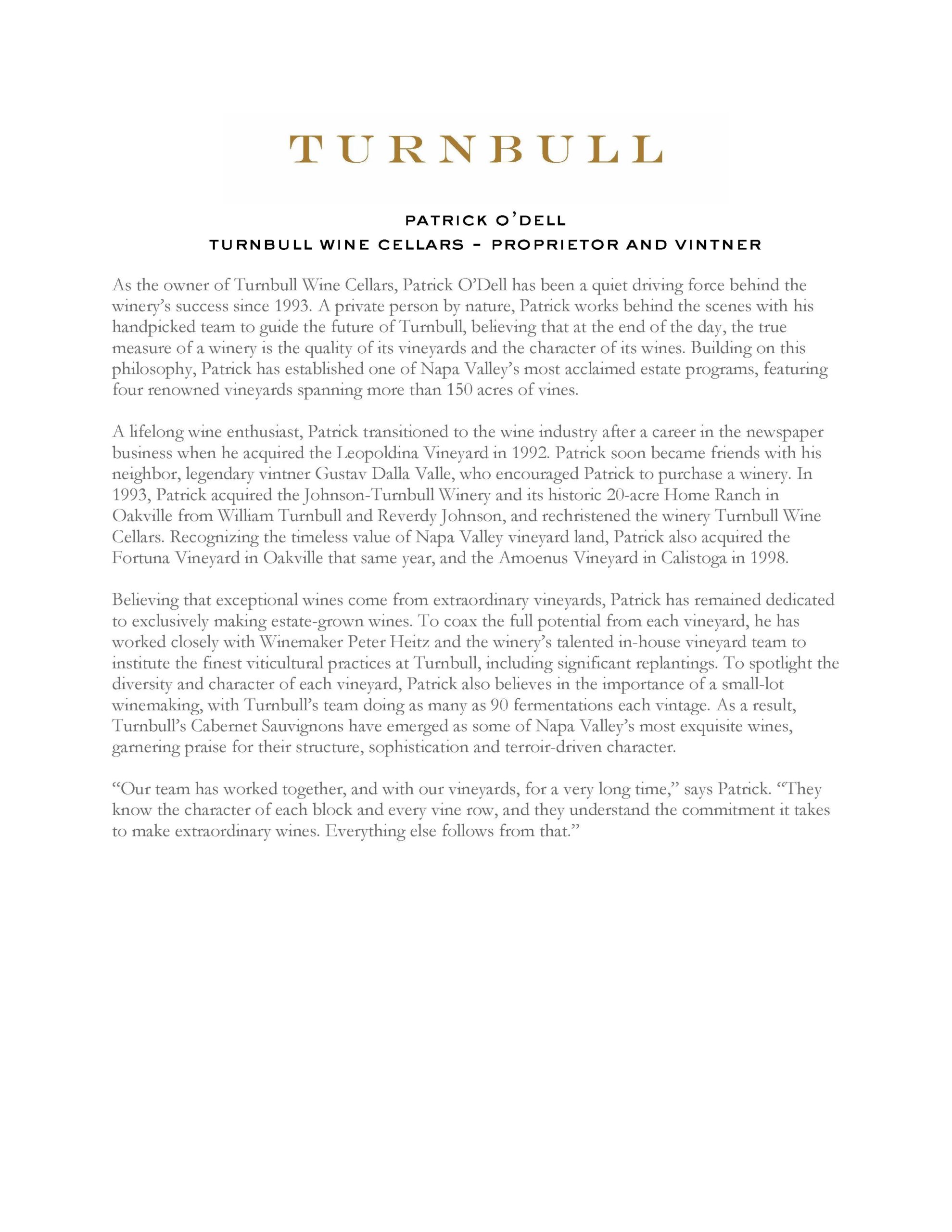 Patrick O'Dell - Vintner Bio