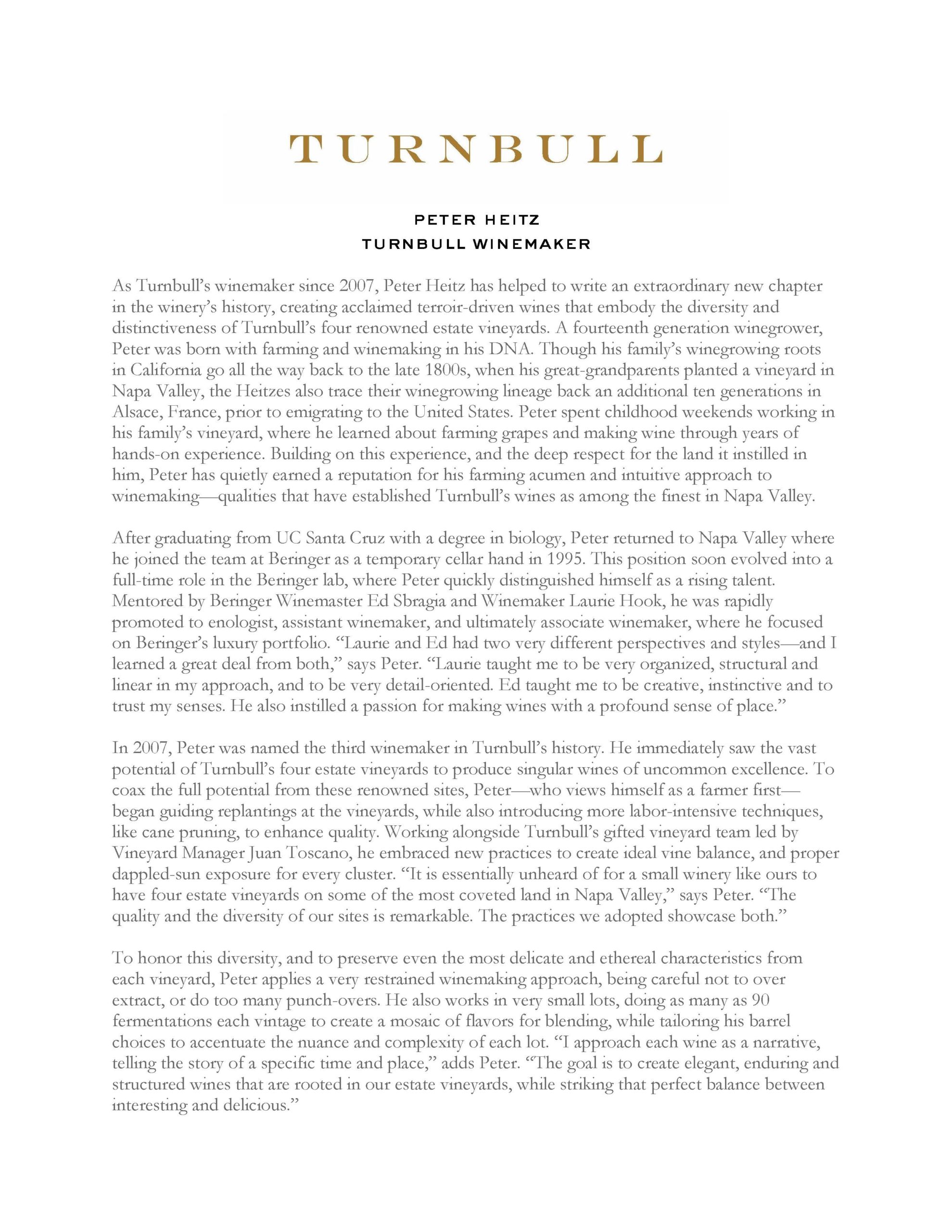Peter Heitz - Winemaker Bio