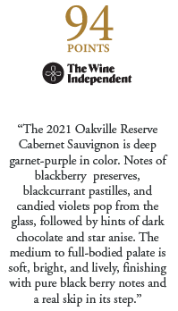 2021 OAKVILLE RESERVE CABERNET SAUVIGNON SHELF TALKER